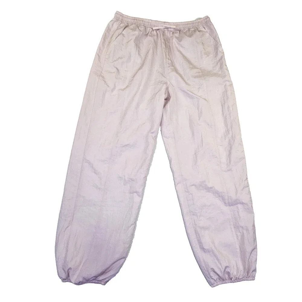 Athleta Girl Daybreak Jogger XL 14 Pink Athleisure Mesh Lined Crinkle Nylon Pant